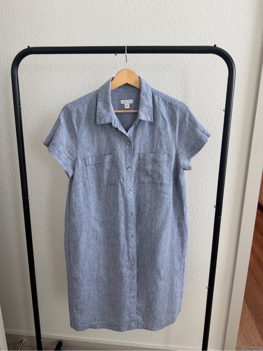 J.Jill Love Linen 100% Linen Blue Shirt Dress Size S